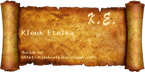 Klenk Etelka névjegykártya